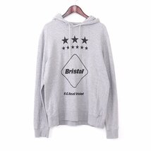 F.C.REAL BRISTOL 16AW EMBLEM PULLOVER HOODY パーカー グレー L エフシーレアルブリストル_画像1