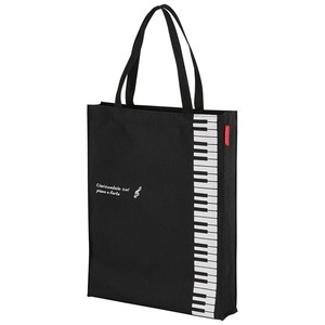 Piano line piano keyboard pattern tote bag ( black )