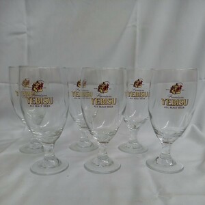 ☆④未使用 YEBISU エビスビール 420型 足付き ビアグラス ビール グラス 6客セット