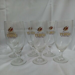 ☆⑦未使用 YEBISU エビスビール 420型 足付き ビアグラス ビール グラス 6客セット