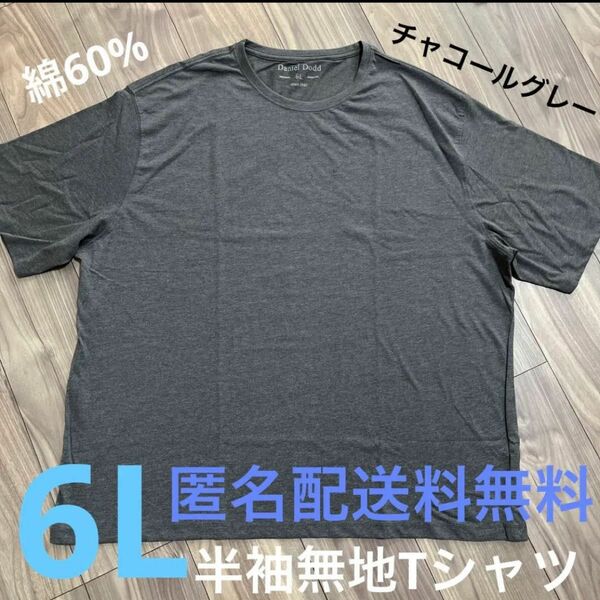 6L☆チャコールグレー無地Tシャツ大きいメンズ特大CGY