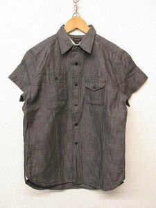k6193：BIGYANK ビッグヤンク リネン綿麻 ブラックデニムシャツ M 半袖シャツ メンズ/日本製：5