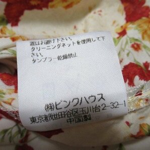 N6125:PINK HOUSE(ピンクハウス)花柄半袖ブラウス 半袖シャツ/白×花柄/M：35の画像10