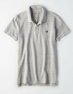 * AE アメリカンイーグル AE Solid Pique Flex Polo 鹿の子 ポロシャツ XL / S.Heather *