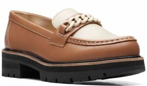 Clarks 26.5cm チャンキー ローファー 軽量 ブラック フラット レザー スリッポン フォーマル オフィス スニーカー パンプス 限10