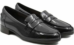  free shipping Clarks 26.5cmpe knee Loafer black black pa tent leather leather enamel ballet coin sneakers Flat pumps RRR98