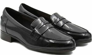  free shipping Clarks 25.5cmpe knee Loafer black black pa tent leather leather enamel ballet coin sneakers Flat pumps RRR98