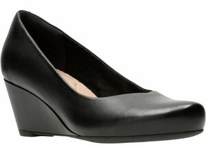  бесплатная доставка Clarks 26cm Wedge туфли-лодочки офис черный каблук кожа легкий soft подошва формальный ботинки Loafer at45