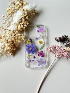 iPhone13proケース　押し花　ドライフラワー　花柄　　クリア　透明　スマホケース