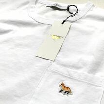 S 新品 2022SS メゾンキツネ MAISON KITSUNE プロファイル フォックス パッチ ポケット Tシャツ 白 ホワイト メンズ 刺繍パッチ_画像4