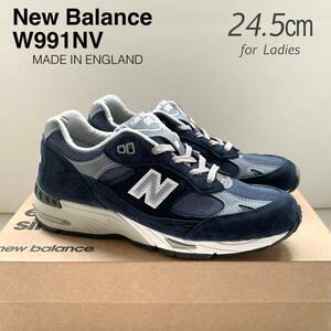  new goods Britain made New balance New Balance W991 sneakers 24.5. lady's navy made in UK 991 US7.5 navy W991NV rare free shipping 