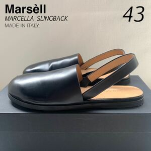 新品 イタリア製 MARSELL マルセル スリングバック レザー サンダル シューズ メンズ 43 黒 ブラックMARCELLA SLINGBACK 希少 送料無料