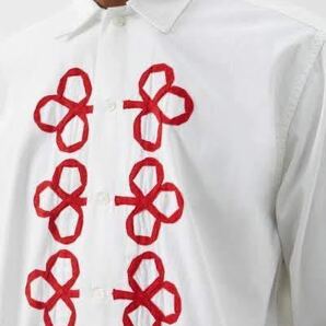 新品 BODE ボーディ FROG APPLIQUE LS SHIRT 長袖 コットン シャツ L/XL メンズ ロゴ アップリケ 刺繍 白 ホワイト 希少の画像2