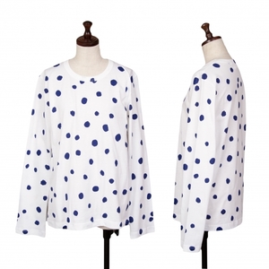  com com Comme des Garcons COMME des GARCONS hand do rowing dot print cut and sewn white blue L [ lady's ]