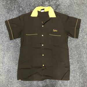 アメリカ製　開襟シャツ　90s　USA製　ボーリングシャツ　コロラド大学　1990年代　黒黄　コロラドカレッジ　ヒルトン製　半袖シャツ
