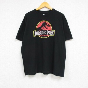 XL/古着 半袖 Tシャツ メンズ 映画 ジュラシックパーク クルーネック 黒 ブラック 23aug17 中古