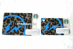 スタバ限定カード藤原ヒロシ 2枚セット通常+ミニ/レオパードFRAGMENT STARBUCKSフラグメント大/小2013豹スタバカード プラスチック製