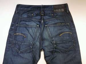 雰囲気◎ ユーズド加工 G-STAR RAW ジースターロウ BLADES TAPERED シンチバック バックルバック テーパード デニム ジーンズ W29/F216