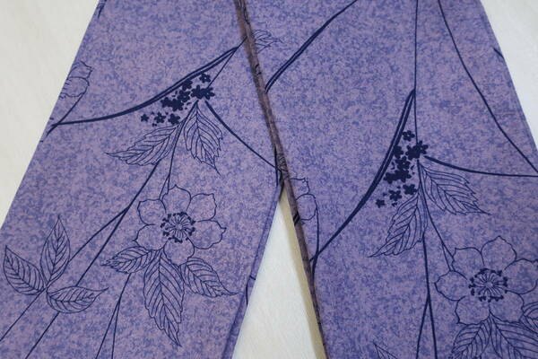 くすみカラー　薄紫　半幅帯　着物リメイク　帯　花柄