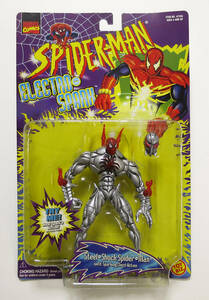 * Spider-Man figure STEEL SHOCK SPIDER-MAN with SPARKING CHEST ACTION TOY BIZma- bell 1997