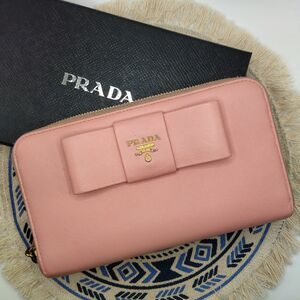 プラダ PRADA 長財布 ラウンドジップ フォッコ ピンク 【19】