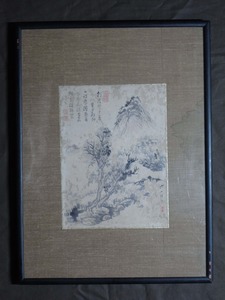 作者不詳『山水図』扁額〔紙本肉筆〕/中国画 朝鮮画 日本画 作者不明 額装 初だし