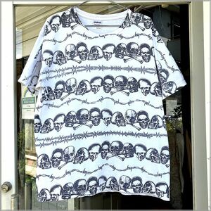 ★00s　ドクロ柄　Tシャツ　size L　GILDAN　Heavy Cotton　アメリカ買付★検 ビンテージ 90s スカル 古着