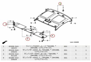 ★希少/新品未使用/純正品★ ホンダ NSX-R NA1 NA2 02R タイプR ルーフ ピラー 黒内装 内張りセット typeR NSX 後期 HONDA 廃版対策に！