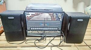 USED トウショウ TCDR-386WC マルチプレーヤー 一体型オーディオ 通電のみ確認済 レコード カセット CD ラジオ スピーカー1組付