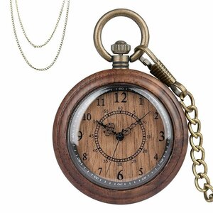  новое поступление полный дерево кейс античный bronze карманные часы кварц Movement подвеска 