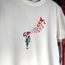 送込 バンクシー　自殺ガール　Banksy　半袖Tシャツ　白　Lサイズ_画像1