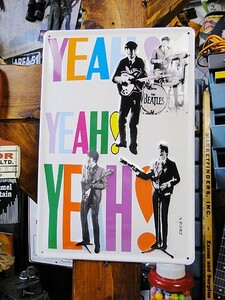 有名人＆ミュージシャン　3Dメタルサイン（ビートルズ/YEAH! YEAH! YEAH!） アメリカ雑貨 アメリカン雑貨