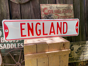 イングランド　エナメルストリートサイン　イギリス製ホーロー看板 ■ アメリカン雑貨 アメリカ雑貨