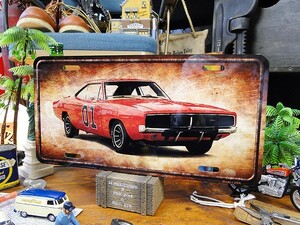 1969 ダッジ チャージャー　ライセンスプレート（GENERAL LEE） アメリカ雑貨 アメリカン雑貨 インテリア 壁飾り 小物 通販 人気 部屋 輸入