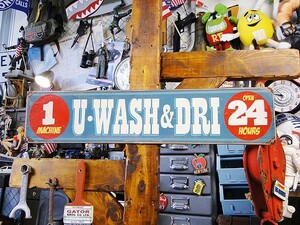 ランドリーサービス　U.S.ヘヴィースチールサイン（U WASH & DRI）　アメリカ雑貨　アメリカン雑貨