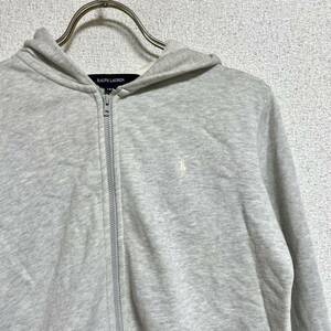 ラルフローレン Ralph Lauren ジップパーカー ジップアップフーディー グレー サイズ キッズ160cm メンズS レディースL相応としても ＊BM