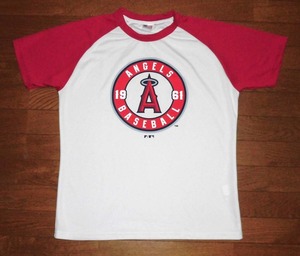 MLB LOS ANGELES ANGELS Los Angeles enzerus short sleeves dry T-shirt sport shirt WHT-RED L USED beautiful goods / large . sho flat Major League 