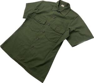 VANDERBILT SHIRT CO.,INC. ☆ 82年 ユーティリティーシャツ 半袖 シャツ US ARMY 15-1/2 33 M 相当 アメリカ軍 古着 ミリタリー■BE230