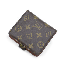 未使用品 LOUIS VUITTON ルイ ヴィトン コンパクトジップ 折り財布 M61667 モノグラム ブラウン ゴールド金具_画像2