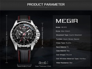 MEGIRメンズ腕時計（新品・ブラック・電池も新品）#8