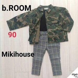 【コーデ売り】b.ROOM mikihouse　迷彩シャツ　パンツ　トップス