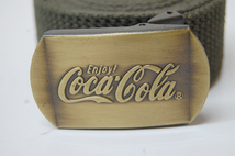 ② CocaCola 布製ベルト 全長123cm 緑系 Enjoy バックル付き コカコーラ スタッフベルト 札幌市_画像2