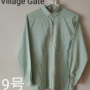 【Village Gate/MOC】チェックのカジュアルな長袖シャツ　レトロ　古着　9号