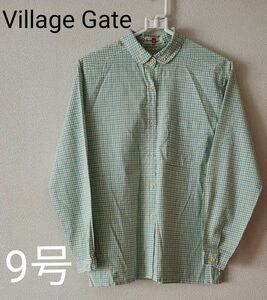 【Village Gate/MOC】チェックのカジュアルな長袖シャツ　レトロ　古着　9号