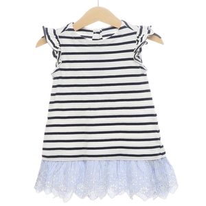 ■411679 babyGAP ベビーギャップ ▼Tシャツ切替ワンピース サイズ80 キッズ 子ども ベビー 女の子 ホワイト ブルー ボーダー