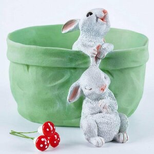 ウサギのフラワーポット彫像 屋内屋外プランターウサギの植木鉢(排水穴なし) 装飾ガーデンポット贈り物 輸入品