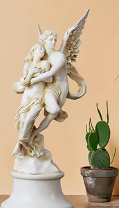 ギリシャ神話 エロス（クピドー）とプシュケ プシュケを抱くエロス（キューピッド）天使の彫像 装飾彫刻 ウェディング 贈り物 輸入品