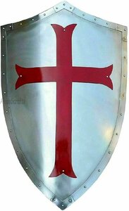 中世の騎士クロス ヒーターシールド 楯 十字軍の楯 戦士の楯 テンプル騎士団の楯レプリカ -壁装飾 アート工芸 贈り物 輸入品