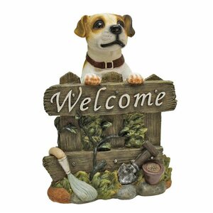 ジャック ラッセル テリア犬のウェルカムサインボード彫像 庭園アート工芸 装飾置物 玄関 エントランス 新築祝い贈り物 輸入品