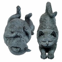 遊び心のある猫ネコの彫像 2匹セット 庭園の子猫達 ガーデン装飾 アクセント彫刻 芝生 玄関 新築祝い 贈り物 輸入品_画像3